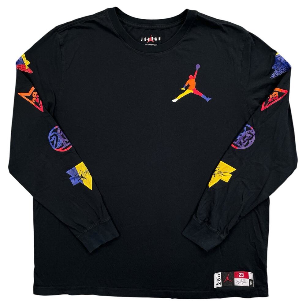 Air Jordan Men’s 2XL Speed To Market 23 Black Long Sleeve Rainbow Graphics